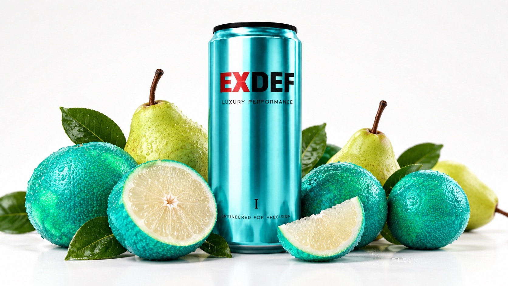 ExDef Bleu Luxe — teal can with citrus